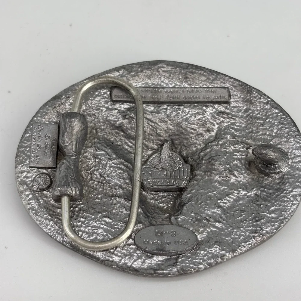 VTG 1992 Siskiyou Belt Buckle Mens Silver Steer Skull Buffalo USA Made M-8